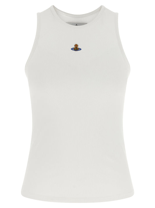 White Cotton Sleeveles T-Shirt