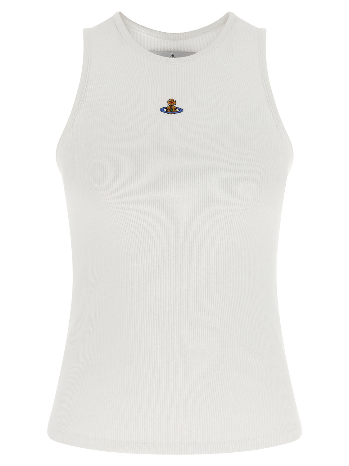 White Cotton Sleeveles T-Shirt