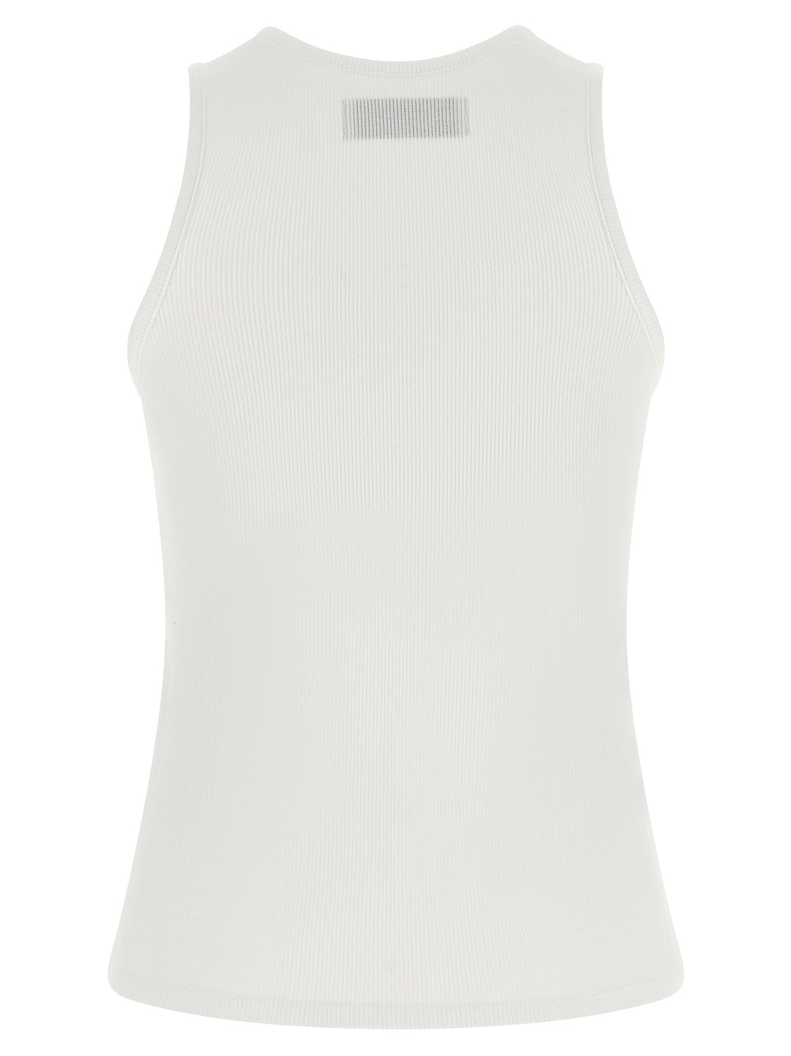 White Cotton Sleeveles T-Shirt