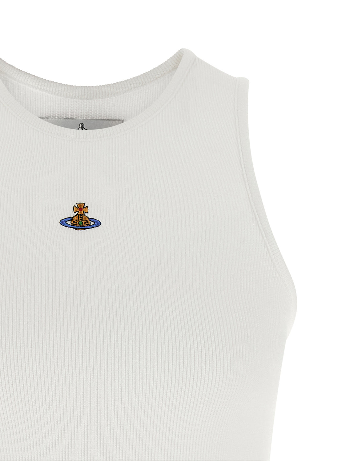 White Cotton Sleeveles T-Shirt