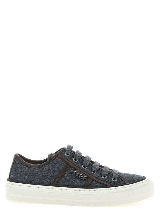 Gray Virgin Wool Low Top Sneakers