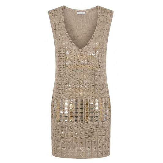 Beige Cotton Women Dress