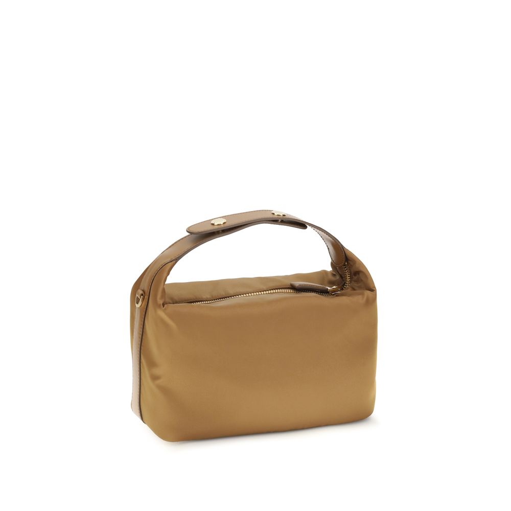 Beige Recycled Polyamide Shoulder Bag