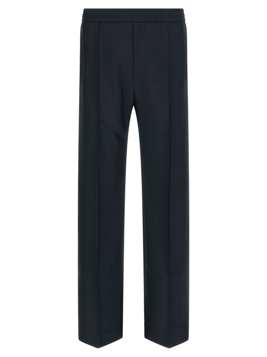 Blue Polyester Casual Pants