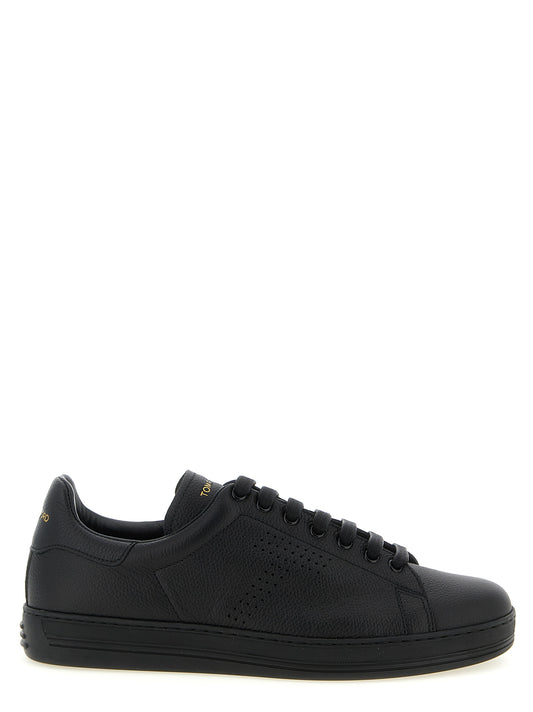 Black Leather Low Top Sneakers