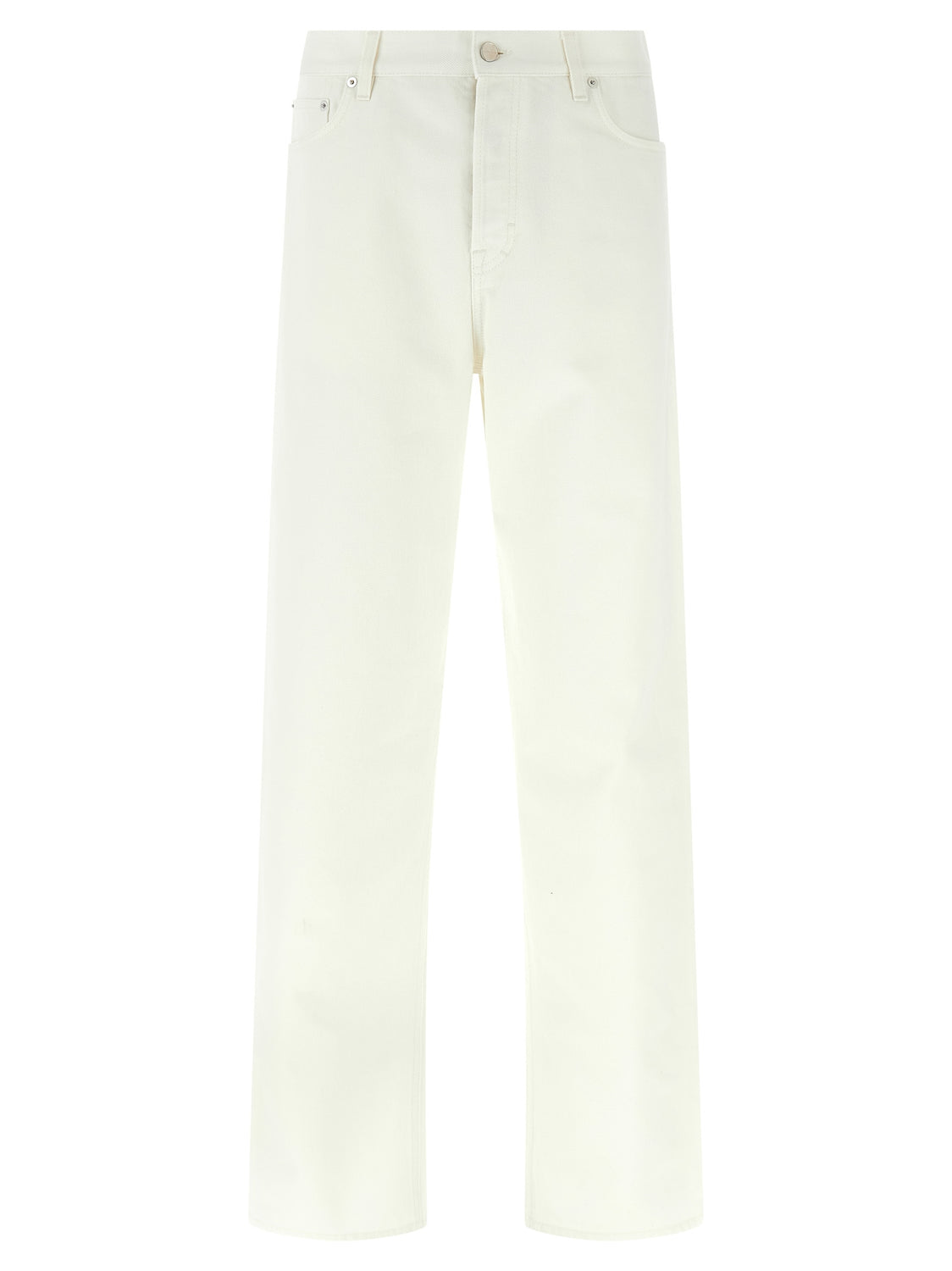 White Cotton Straight-Leg Jeans