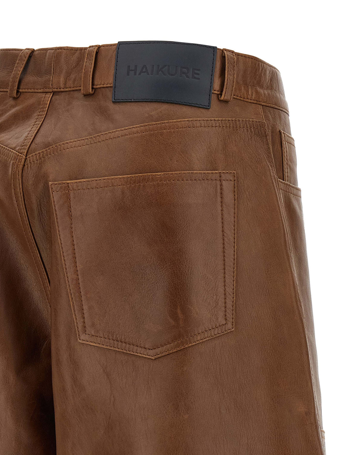 Brown Lambskin Bermuda Shorts