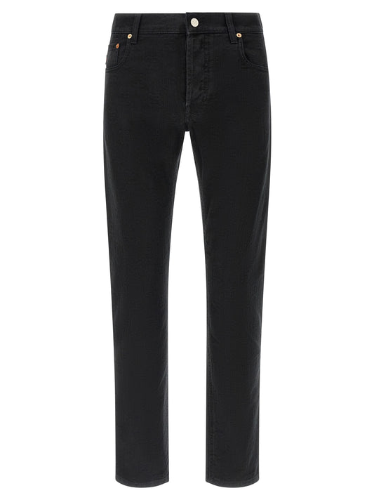 Black Cotton Straight-Leg Jeans
