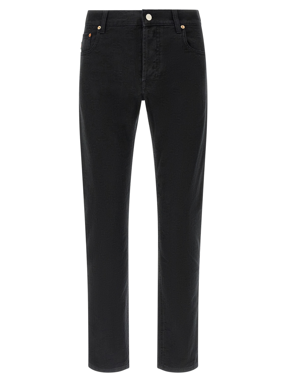 Black Cotton Straight-Leg Jeans
