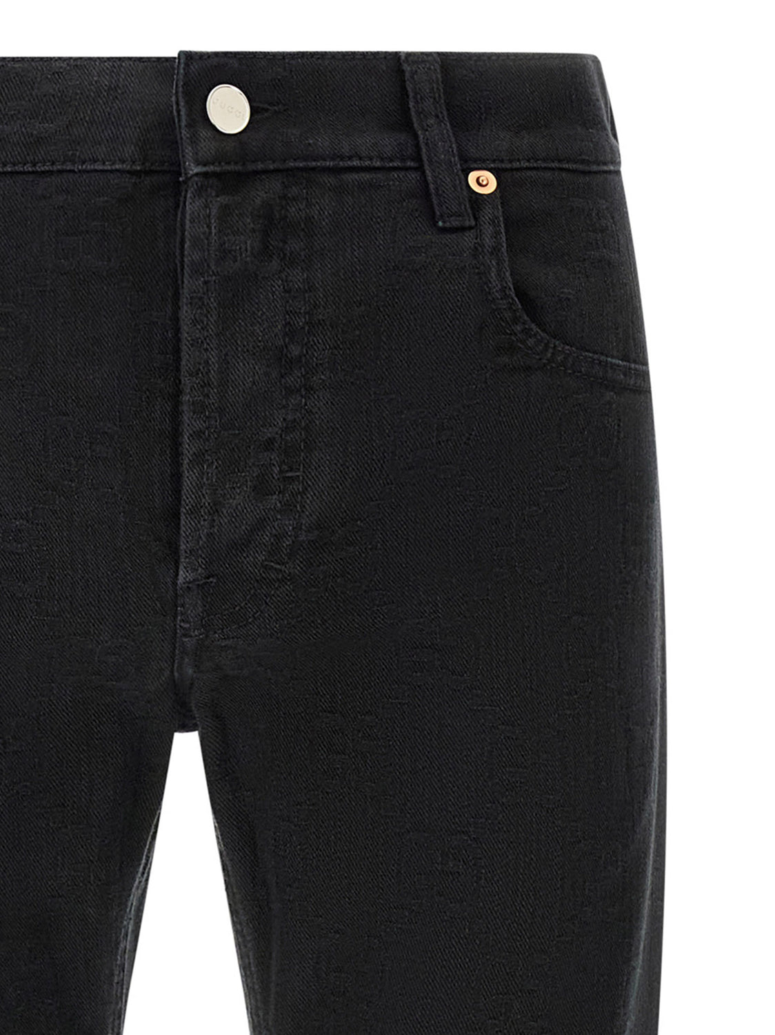 Black Cotton Straight-Leg Jeans