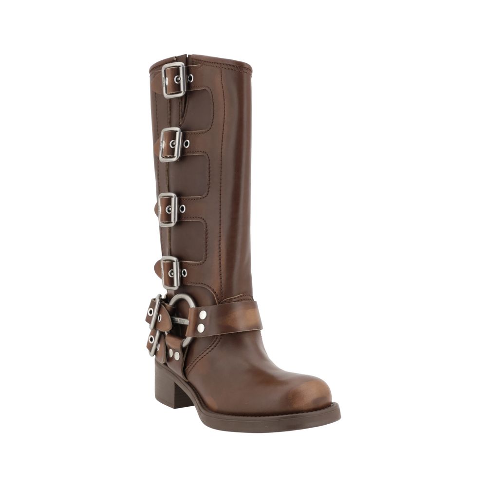 Brown Calf Leather Bos Taurus Lace-Up Boots