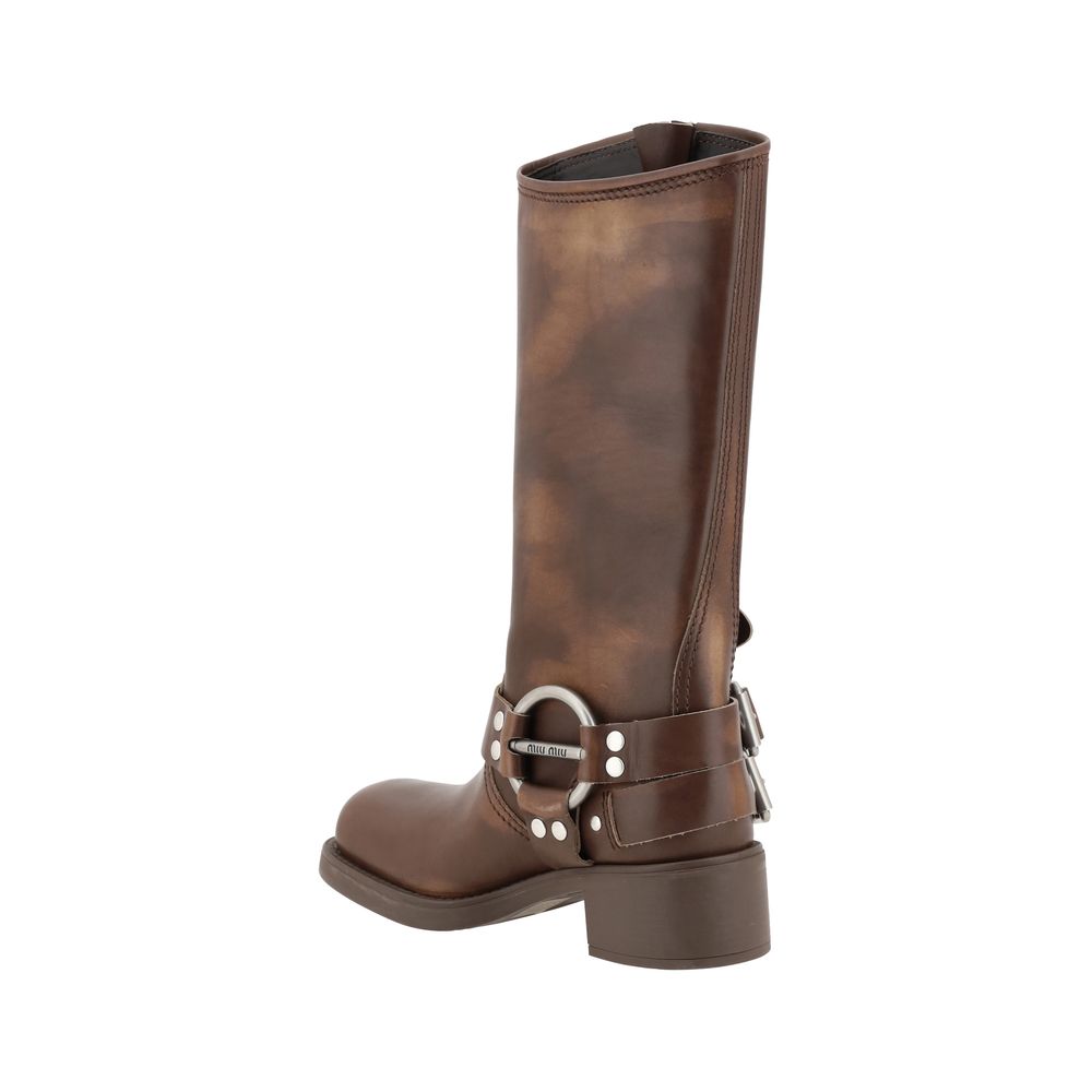 Brown Calf Leather Bos Taurus Lace-Up Boots