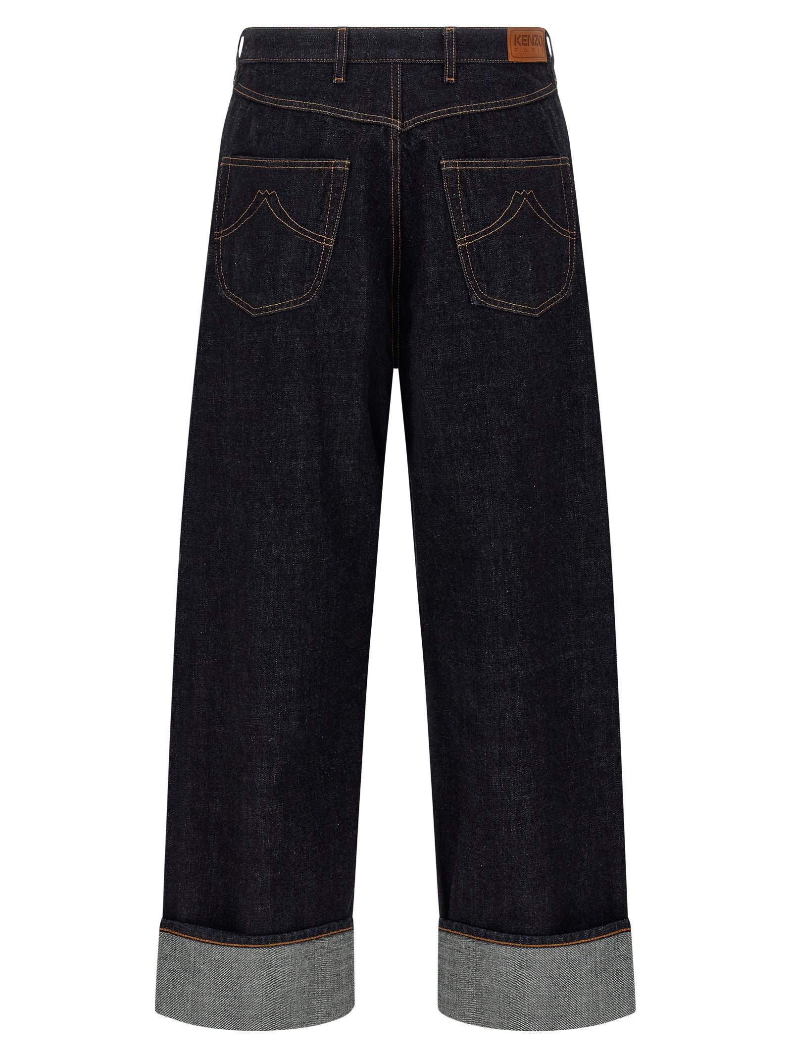 Blue Cotton Straight-Leg Jeans