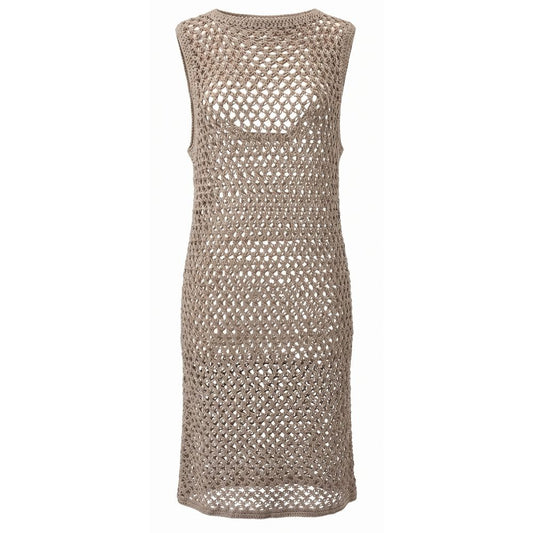 Beige Cotton Women Dress