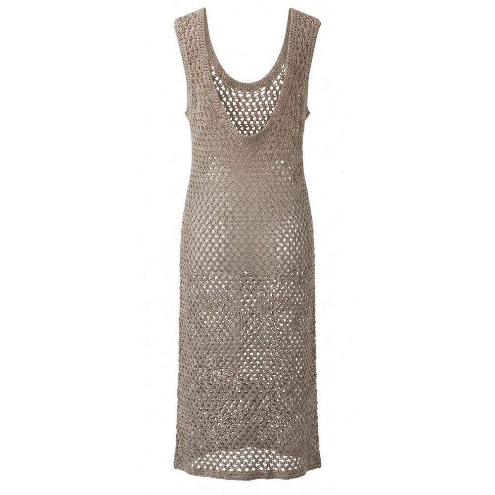 Beige Cotton Women Dress