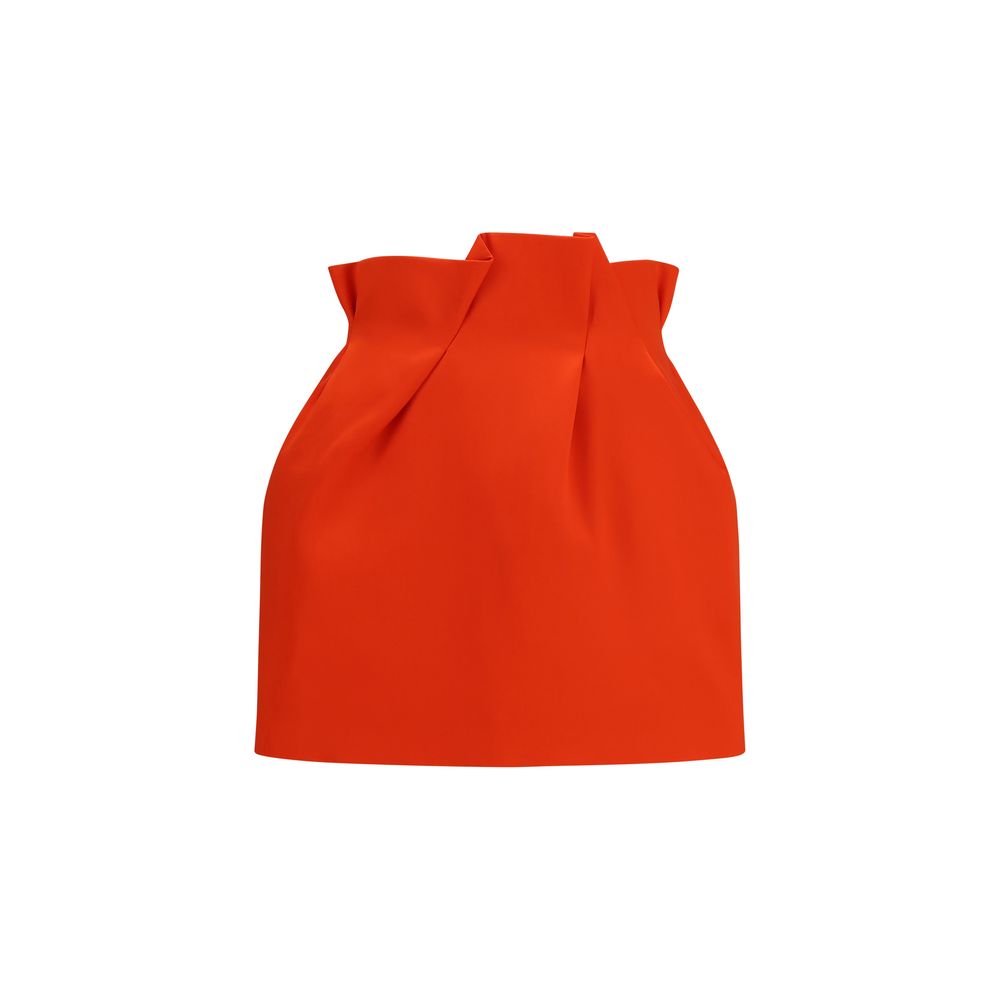 Red Silk Mini Skirt