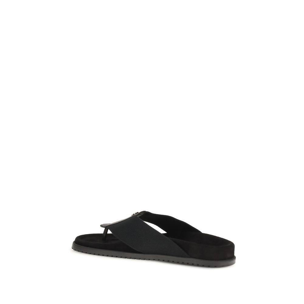 Black Polyester Flip-Flop Sandals