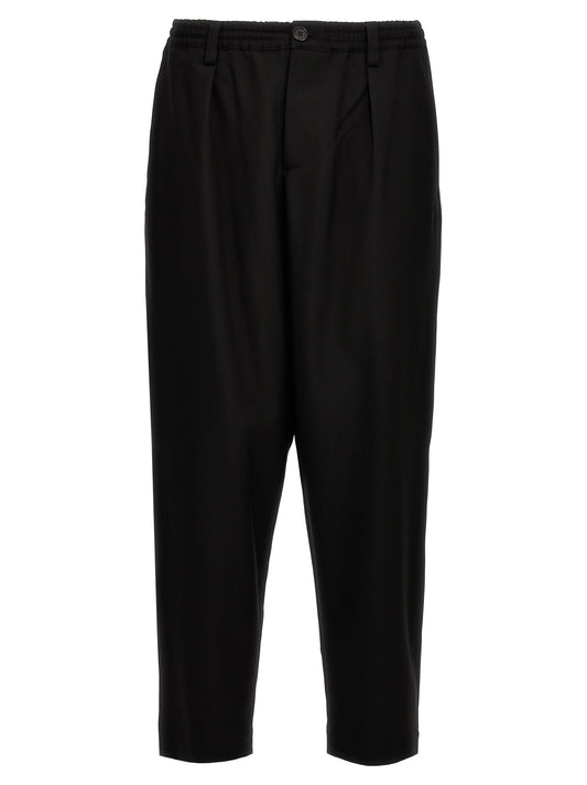 Black Virgin Wool Cropped Pants