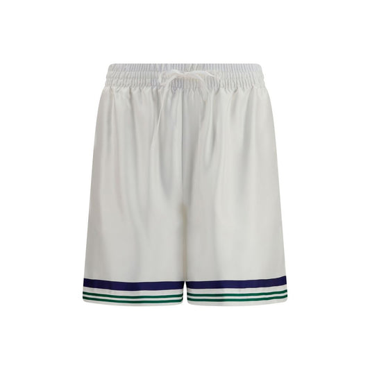 White Silk Bermuda Shorts