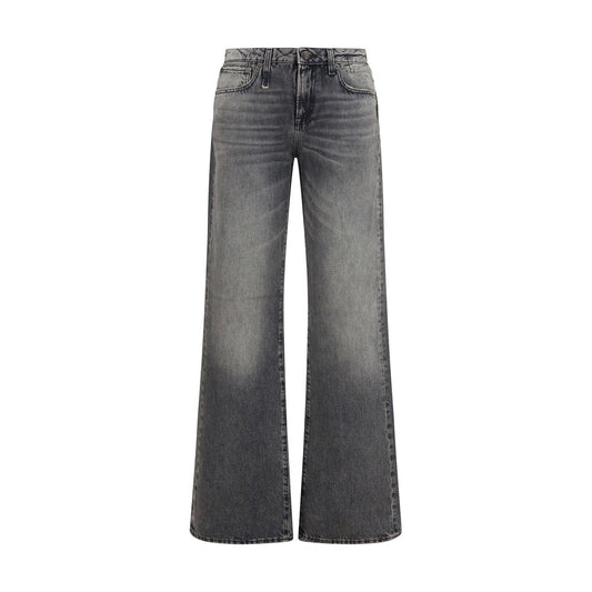 Gray Cotton Straight-Leg Jeans