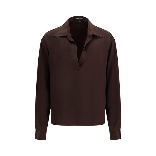 Brown Silk Dress Shirt