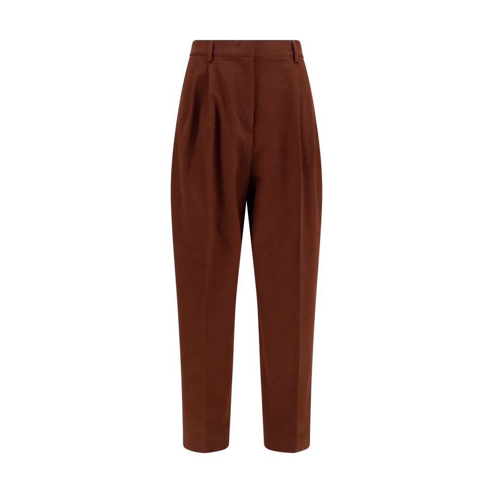 Brown Cotton Casual Pants