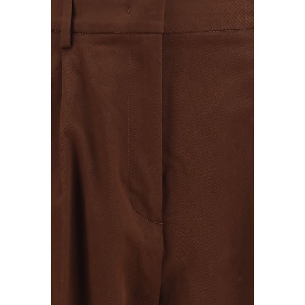 Brown Cotton Casual Pants