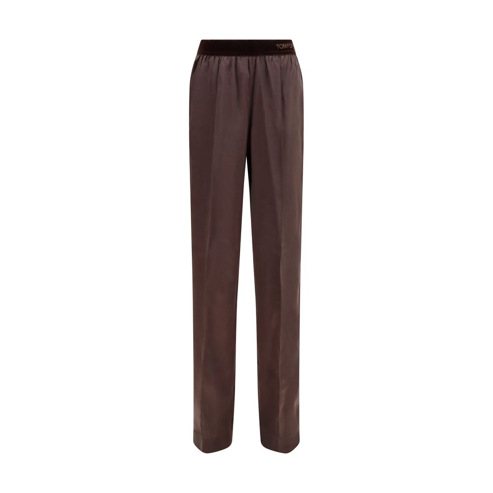 Brown Silk Casual Pants