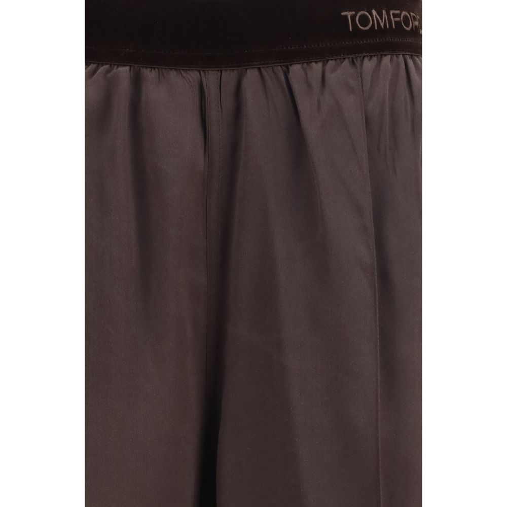 Brown Silk Casual Pants