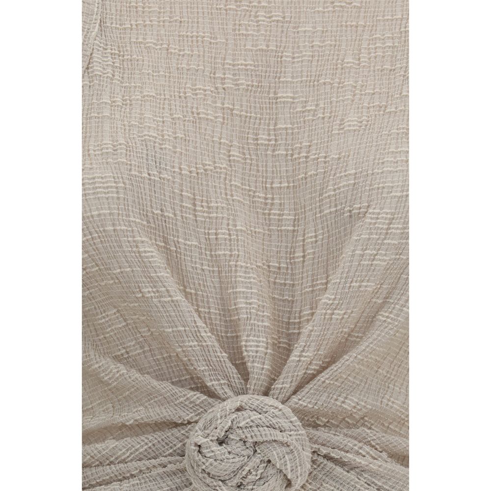 Beige Lyocell Sleeveles T-Shirt