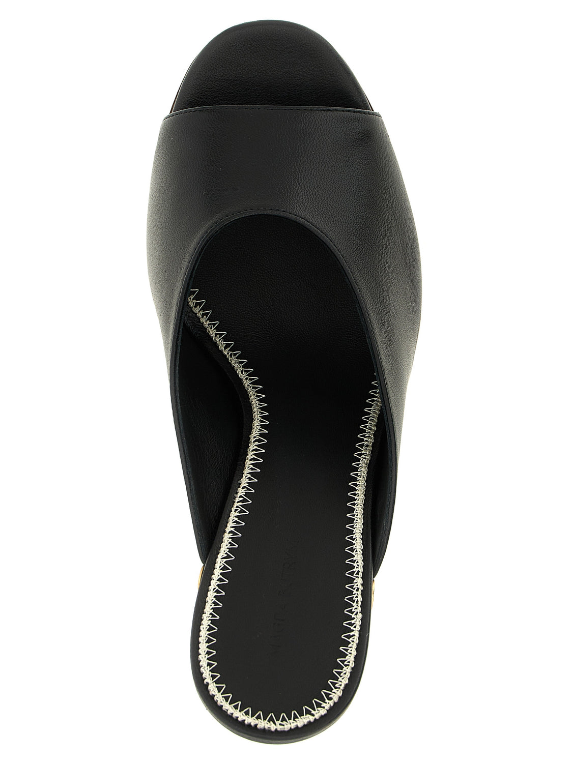Black Calfskin Wedge Sandals