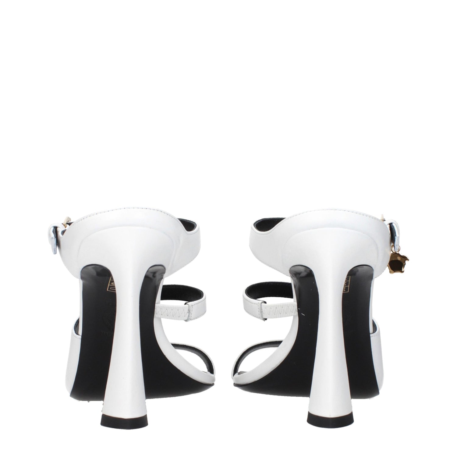 White Leather Stiletto Heel Sandals