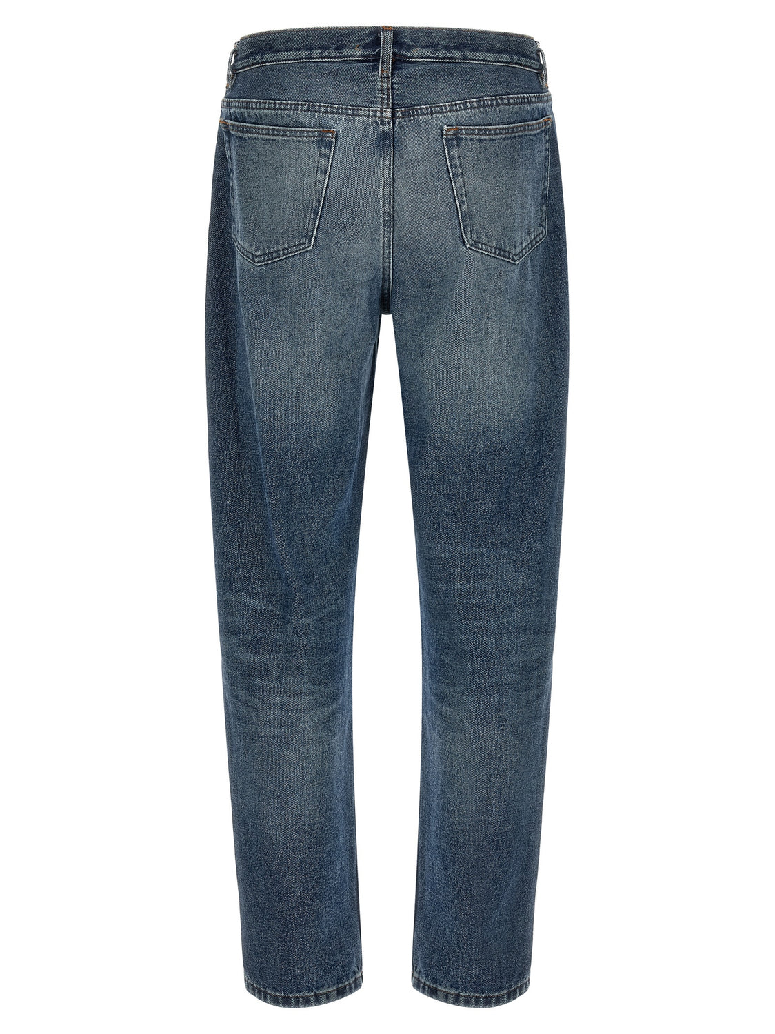 Blue Cotton Straight-Leg Jeans
