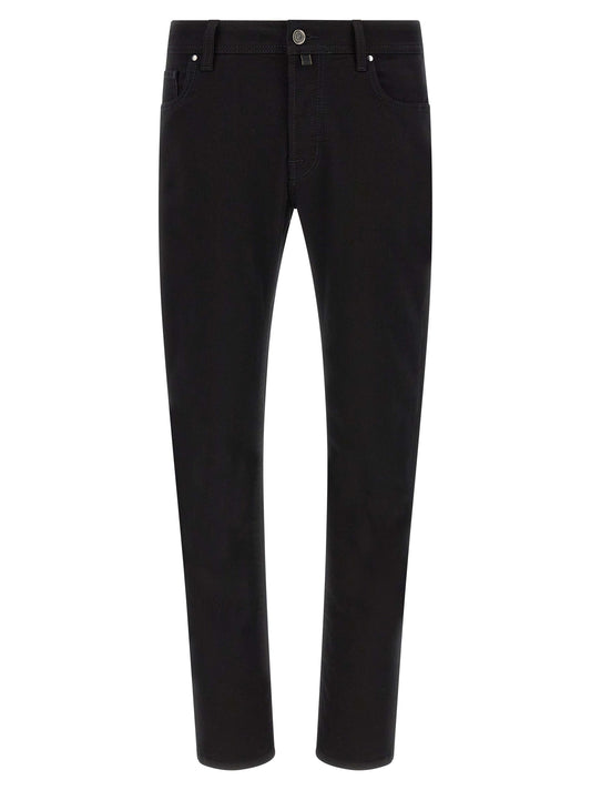 Black Cotton Straight-Leg Jeans