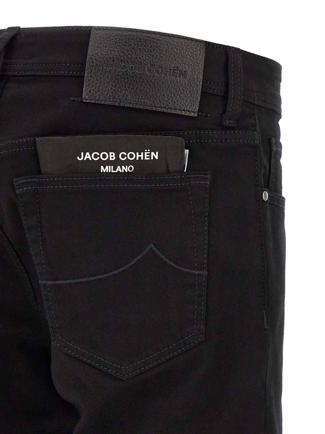 Black Cotton Straight-Leg Jeans