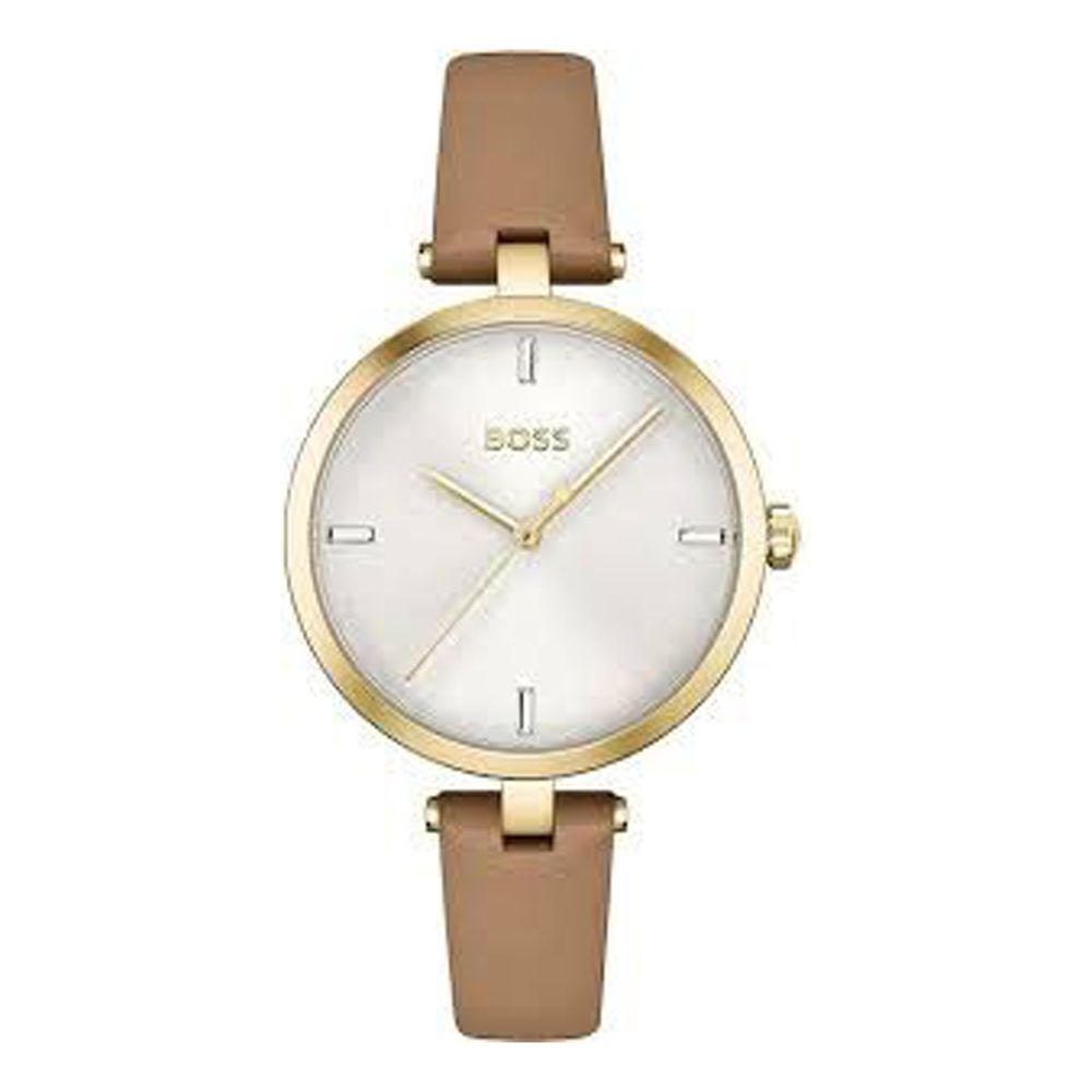 Beige Leather Dress Watch