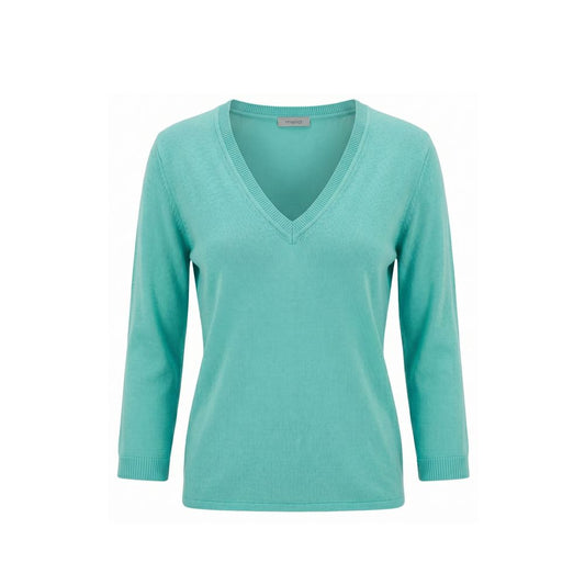 Blue Cotton Women Sweater