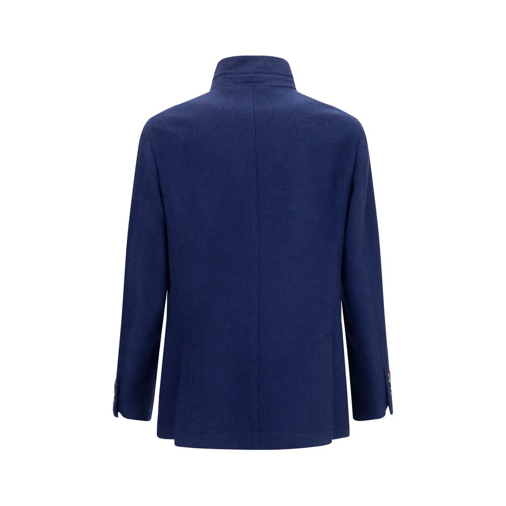 Blue Cashmere Full-Length Jacket