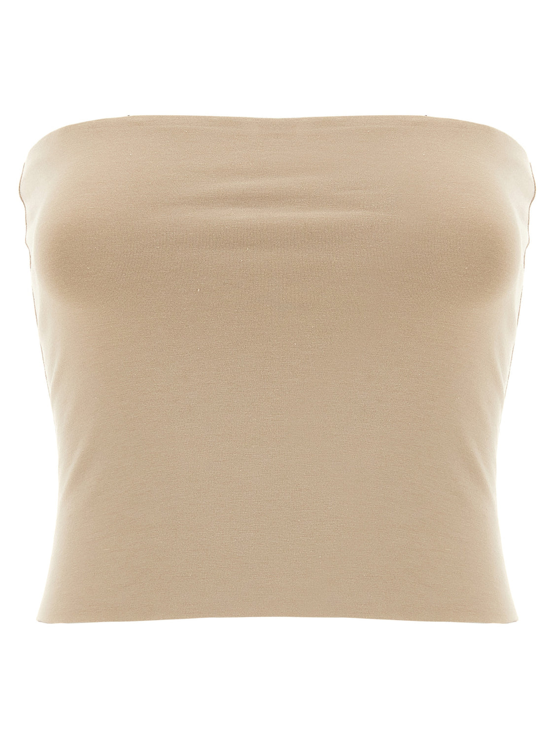 Beige Cotton Sleeveles T-Shirt