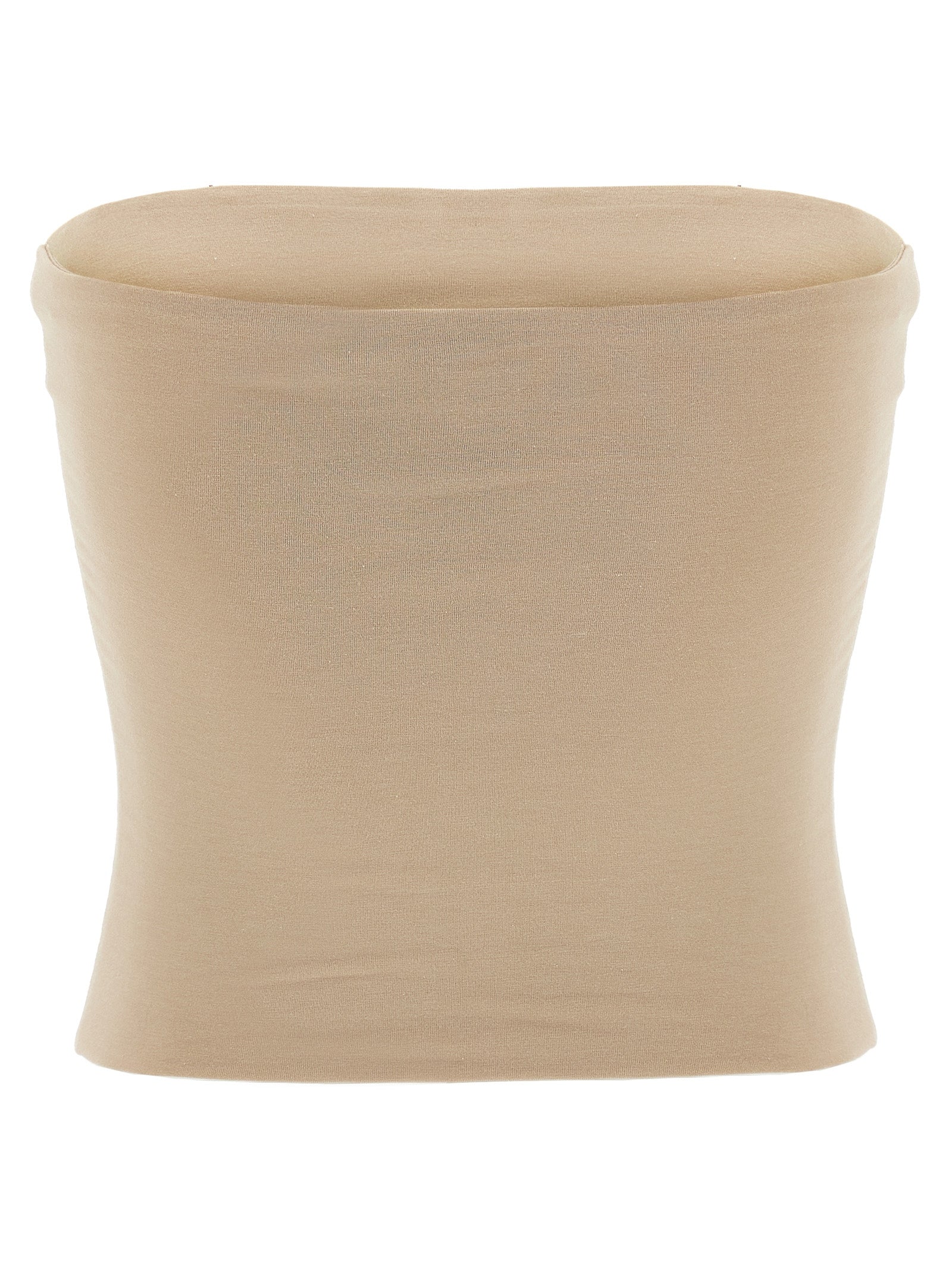 Beige Cotton Sleeveles T-Shirt