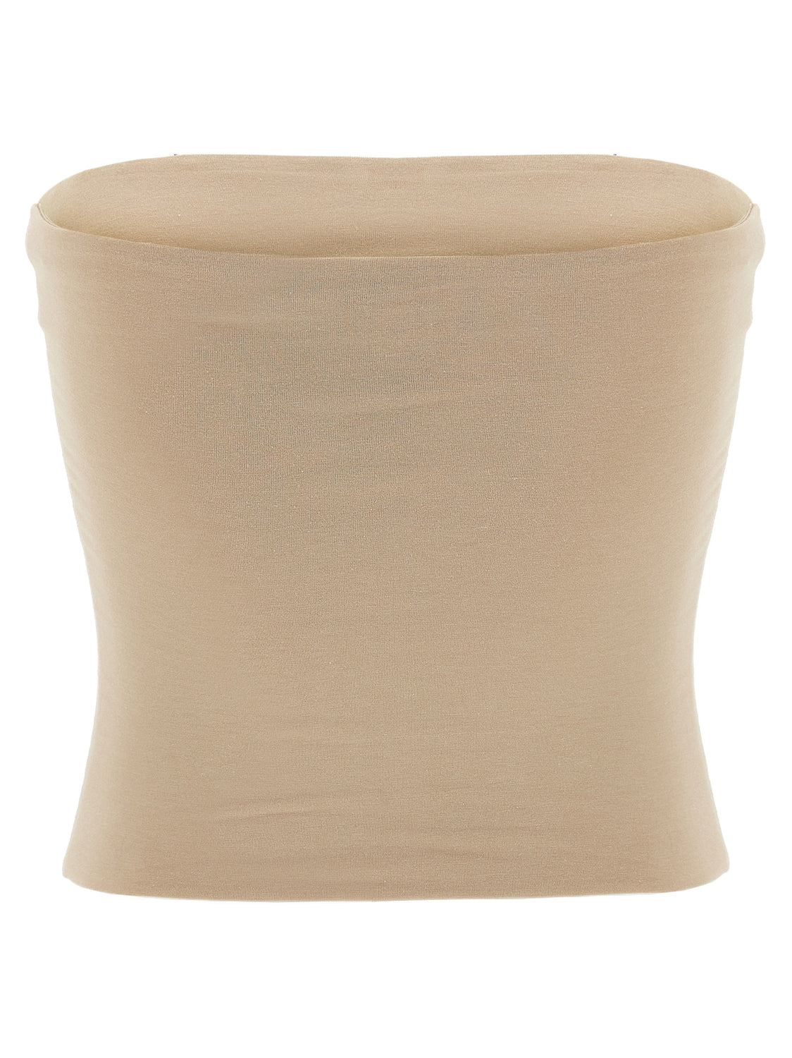 Beige Cotton Sleeveles T-Shirt