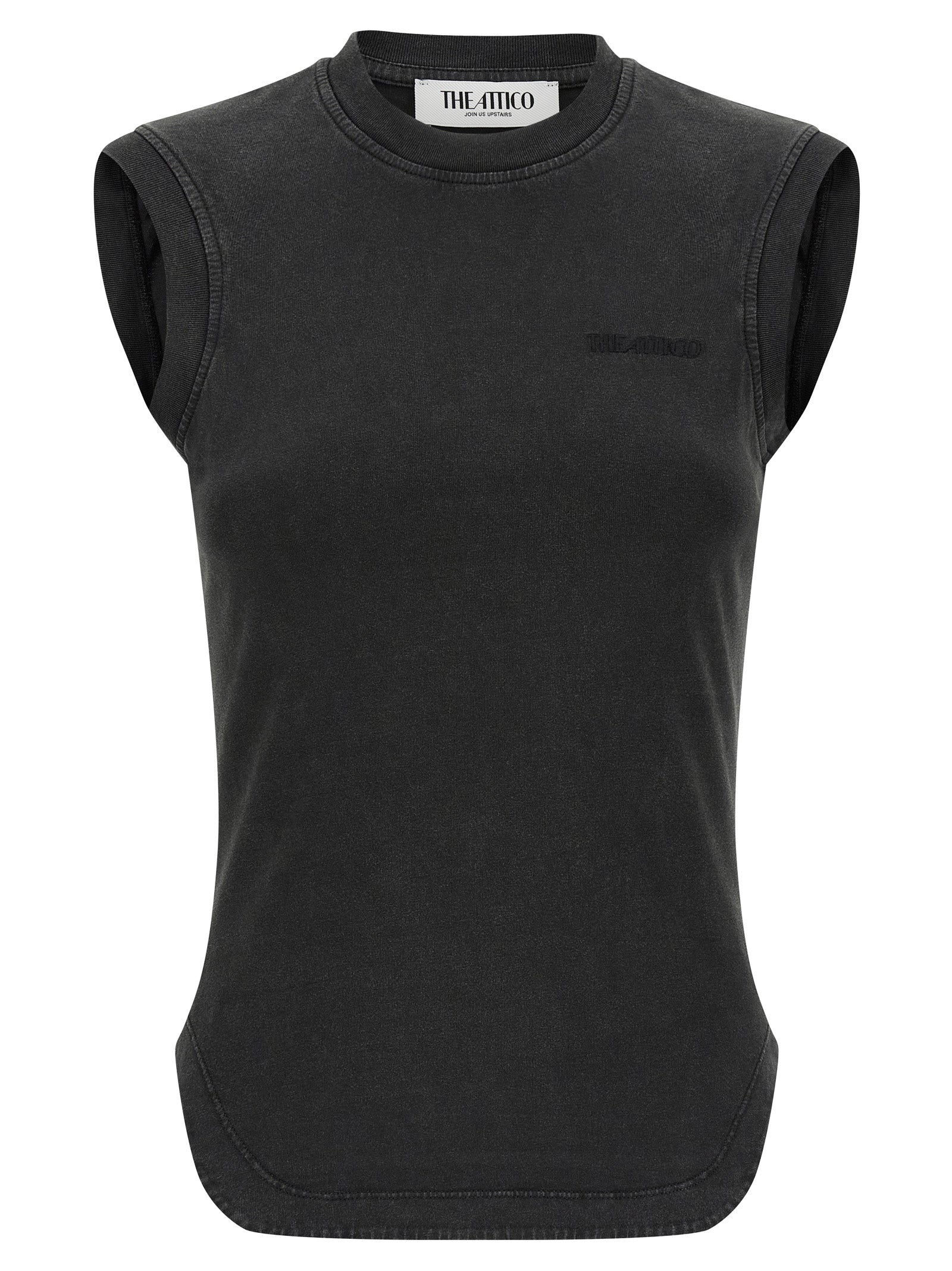 Black Cotton Sleeveles T-Shirt