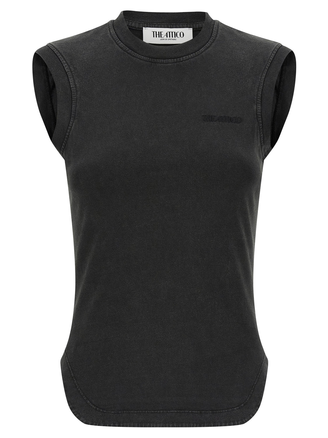 Black Cotton Sleeveles T-Shirt