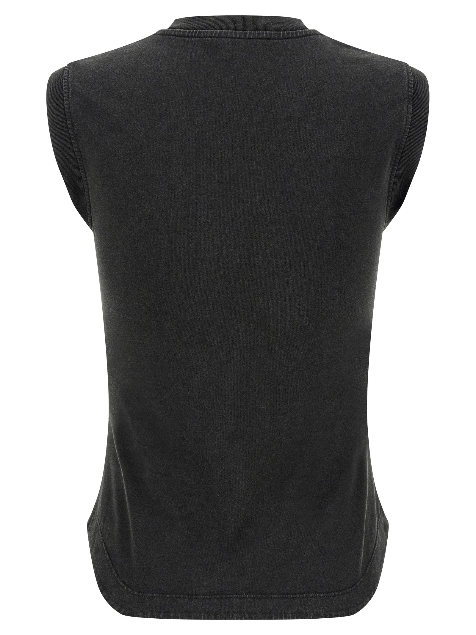 Black Cotton Sleeveles T-Shirt
