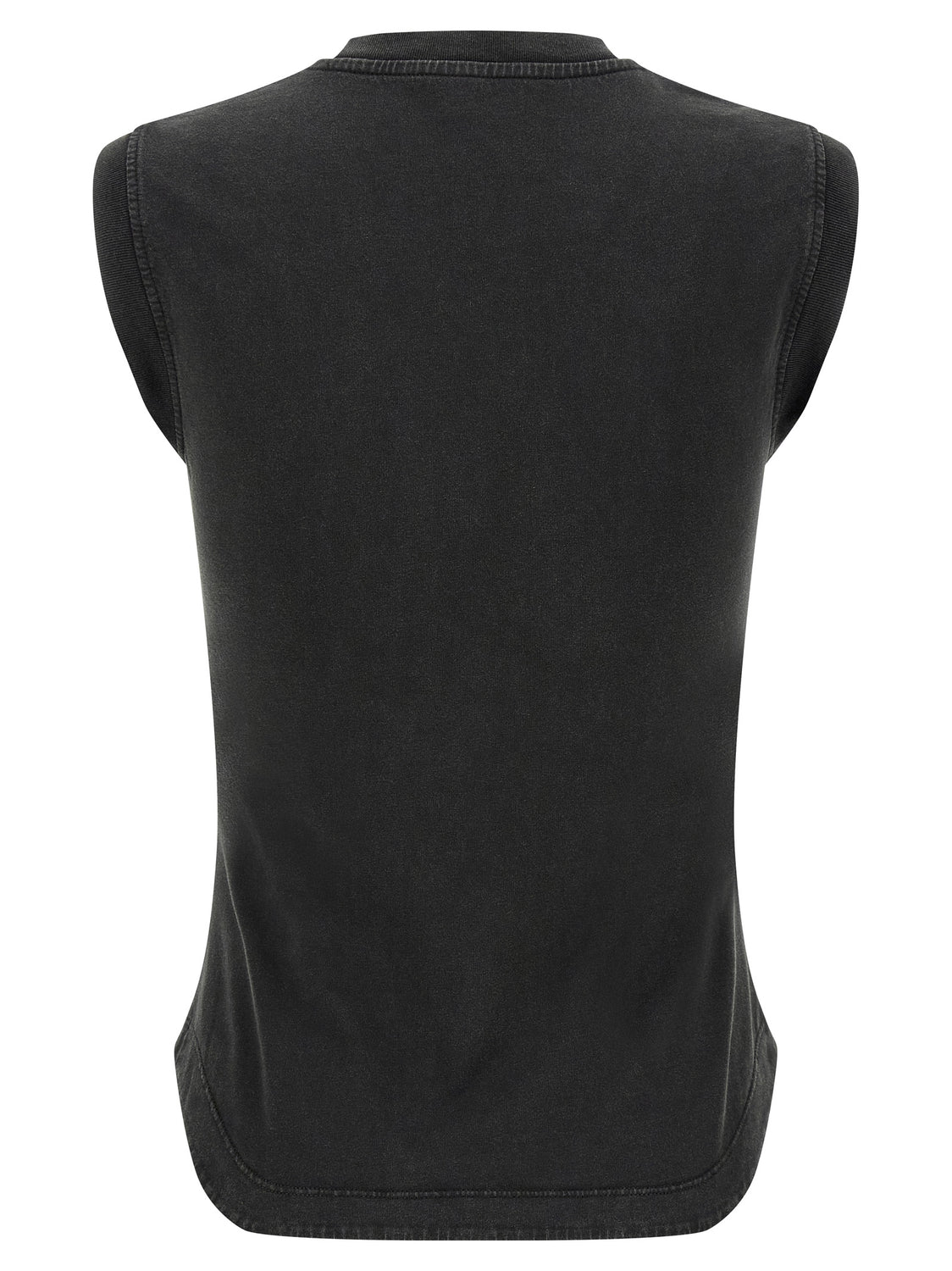 Black Cotton Sleeveles T-Shirt