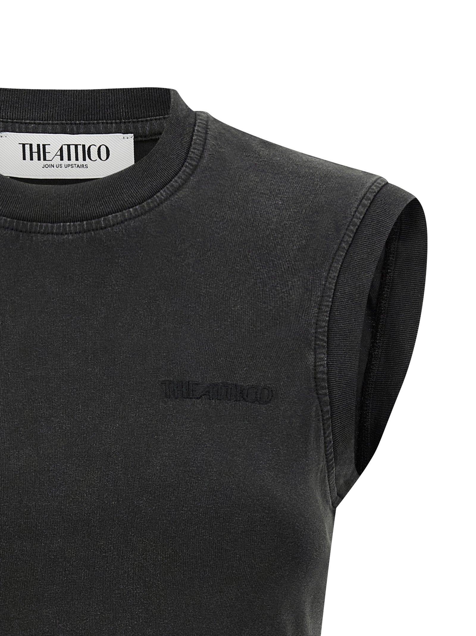 Black Cotton Sleeveles T-Shirt