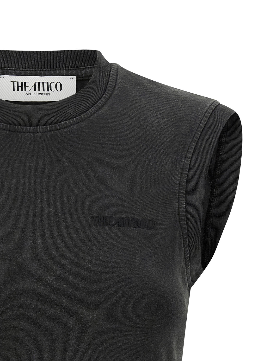 Black Cotton Sleeveles T-Shirt
