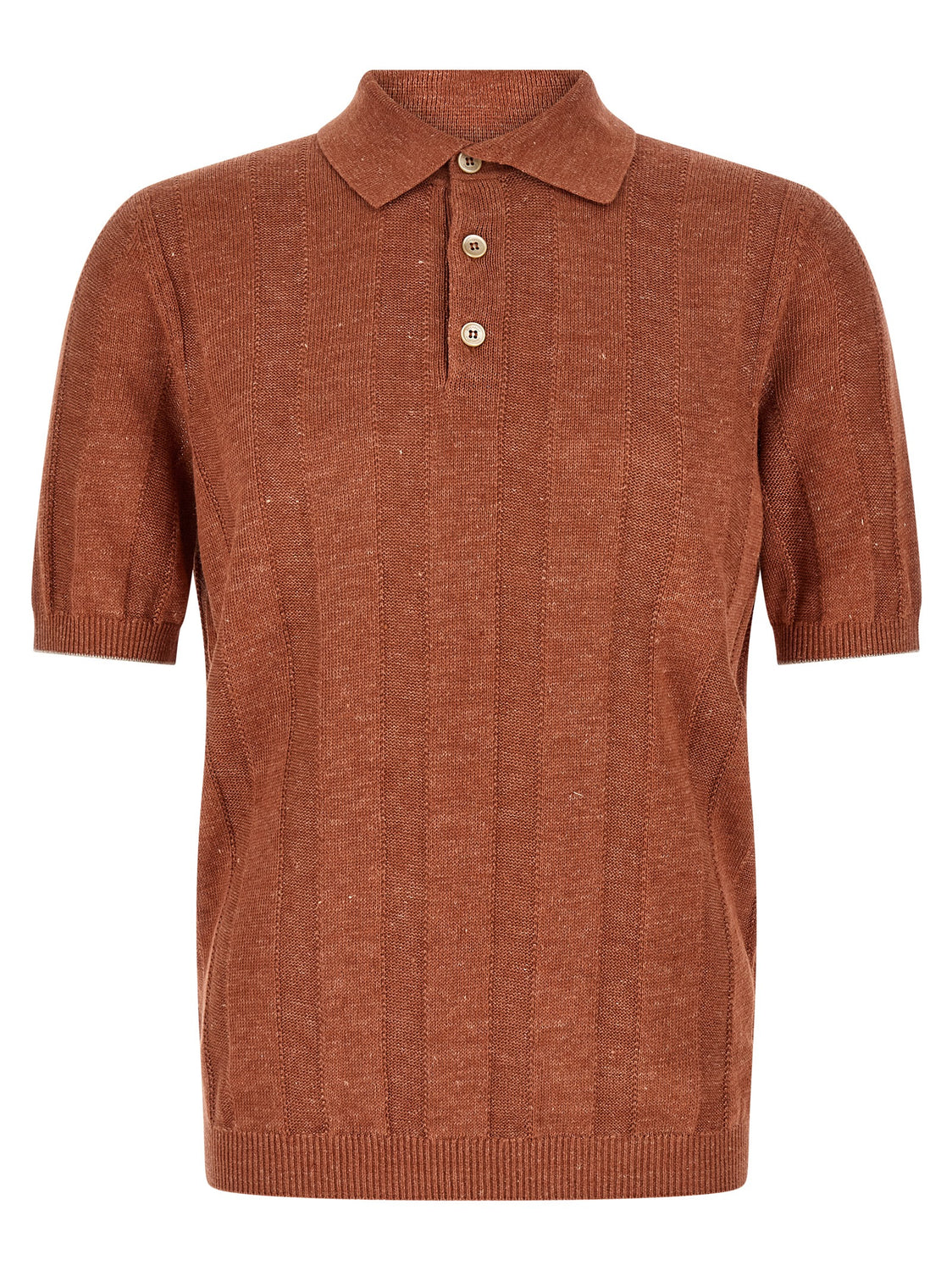 Orange Linen Polo Shirt