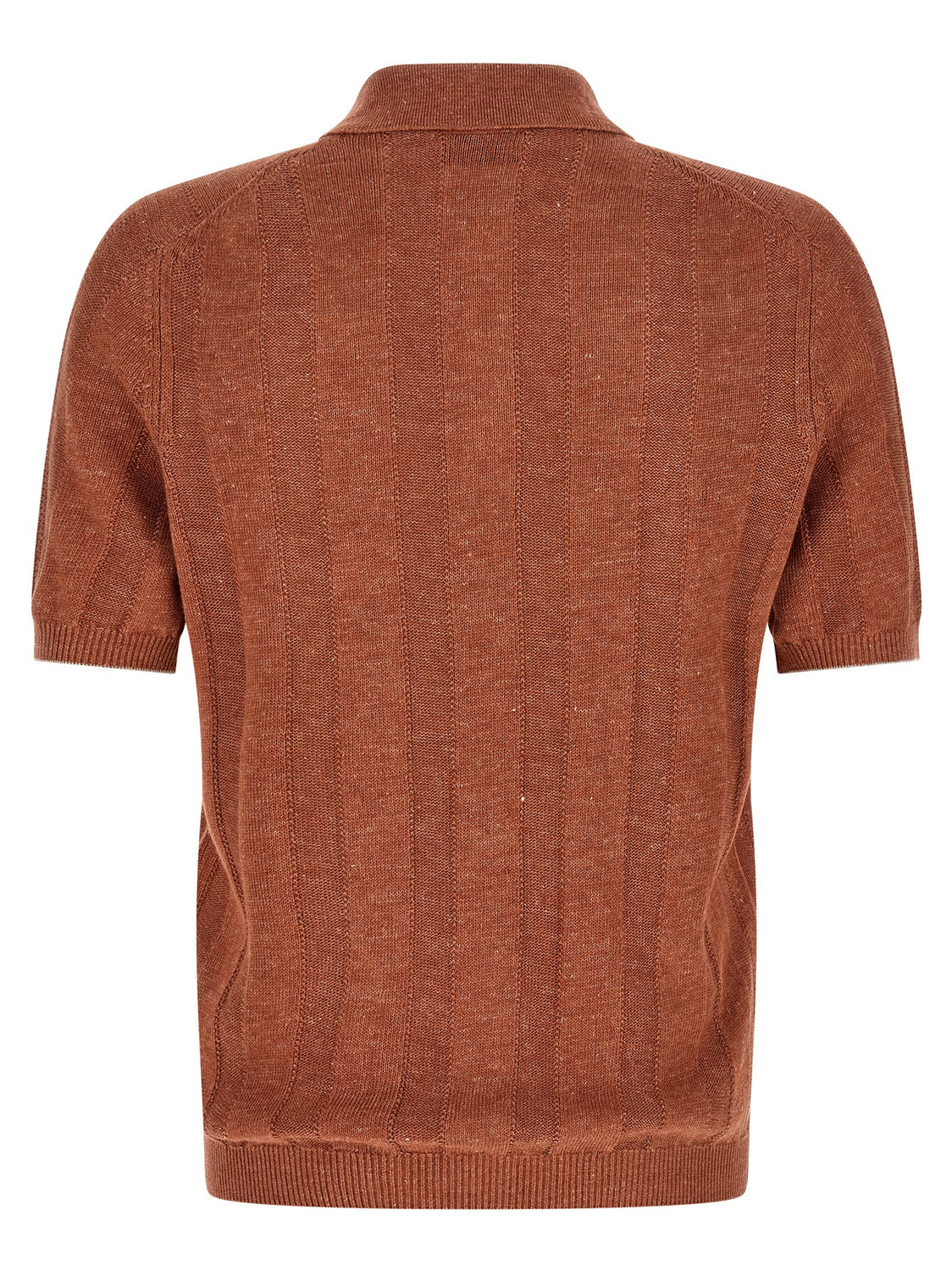 Orange Linen Polo Shirt