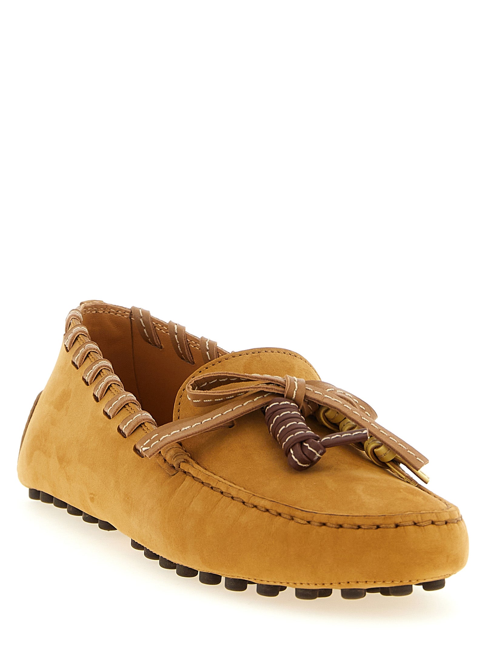 Beige Calfskin Slip-On Loafers